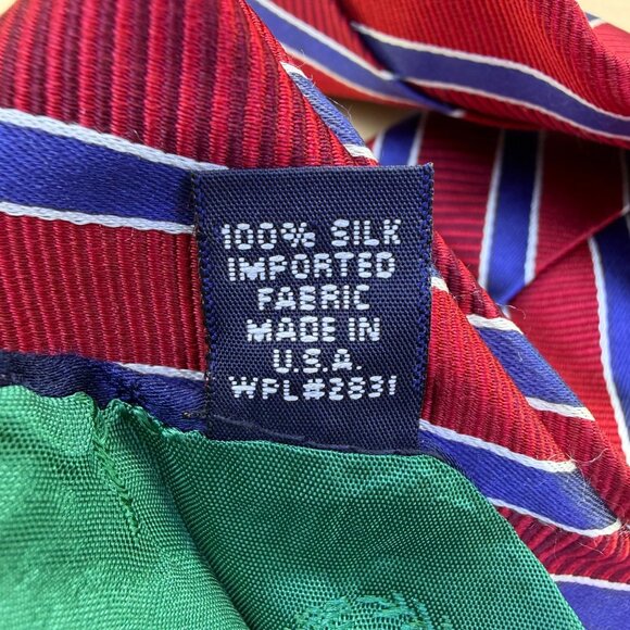 Tommy Hilfiger Mens Red & Blue 100% Silk Reversible Tie Striped & Floral Design - Picture 3 of 8